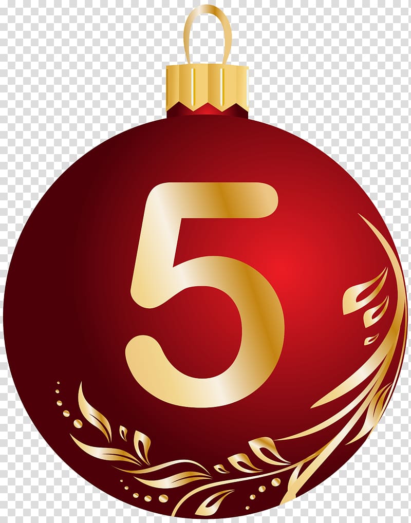 red and brown 5 painted baubles illustration, Bronner\'s Christmas Wonderland Christmas ornament Christmas decoration Christmas tree, Christmas Ball Number Five transparent background PNG clipart