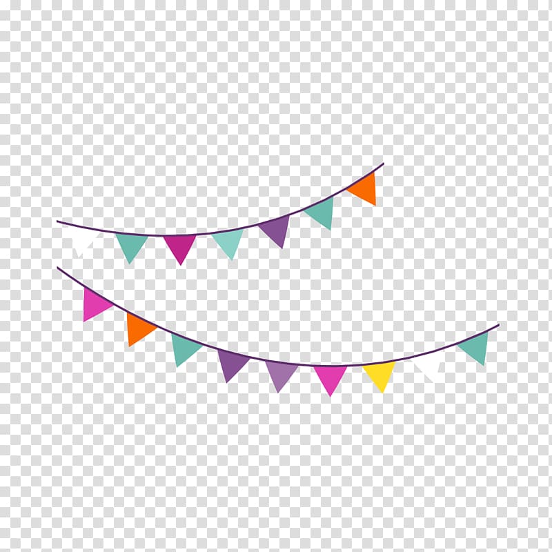Birthday Party Icon, Cartoon birthday party hanging flag , black and assorted-color buntings illustration transparent background PNG clipart
