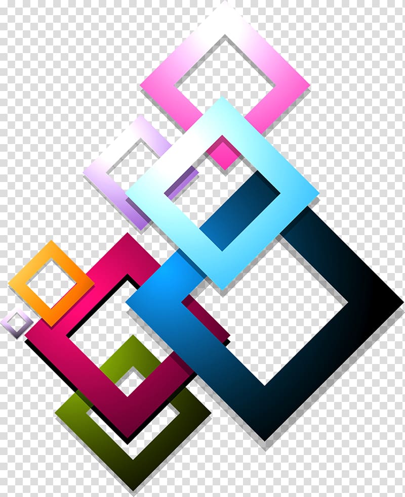 several square assorted-color illustration, Rhombus Euclidean Color, Colorful squares transparent background PNG clipart