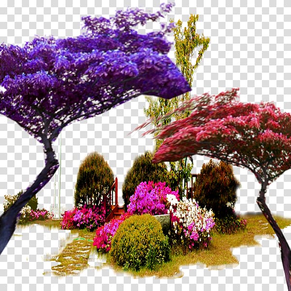 Color garden trees in kind transparent background PNG clipart