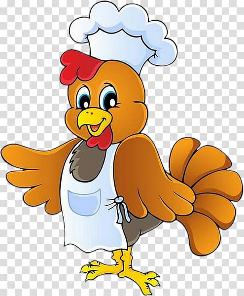 Chicken Buffalo wing Chef Cartoon, Poule transparent background PNG clipart