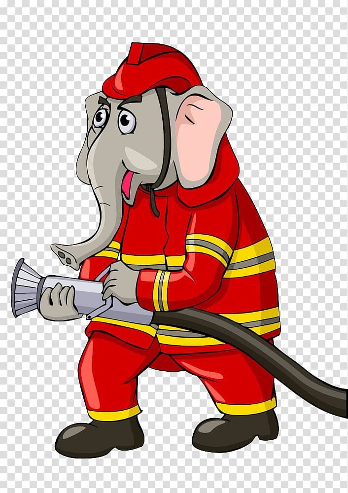 Firefighter Cartoon , Elephant Fireman [ transparent background PNG clipart