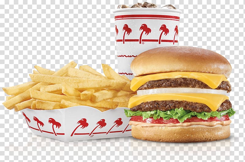 Hamburger In-N-Out Burger Cheeseburger French fries Milkshake, Menu transparent background PNG clipart