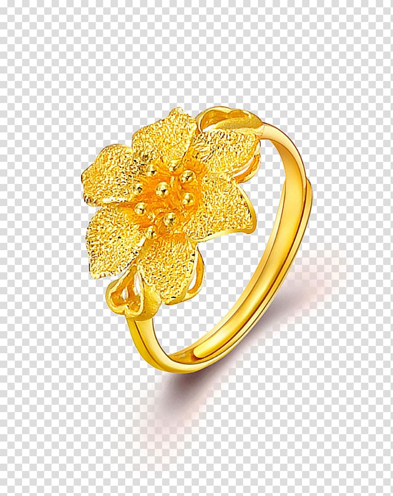 Earring Gold Jewellery Chow Tai Fook, Creative hand-painted jewelry hand-painted jewelry s,Golden Ring transparent background PNG clipart