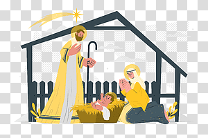 illustration, Christmas manger, home, love, baby, family, culture, christmas transparent background PNG clipart thumbnail