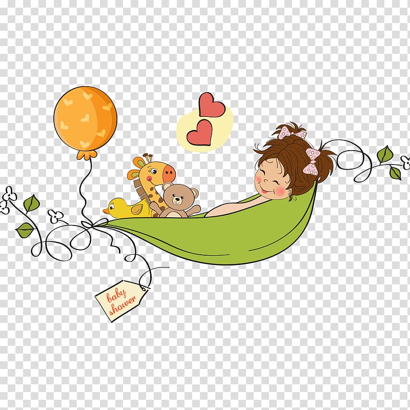 girl in hammock illustration, Wedding invitation Baby shower Greeting card Wish , baby,lovely,Sprout,Sell ​​Meng transparent background PNG clipart