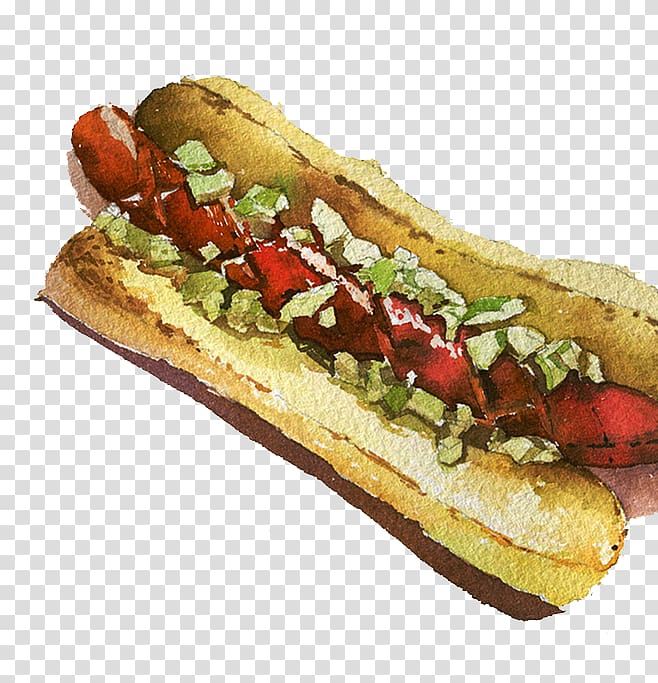 Chicago-style hot dog Choripxe1n Breakfast sandwich Bocadillo, Cartoon hot dog transparent background PNG clipart