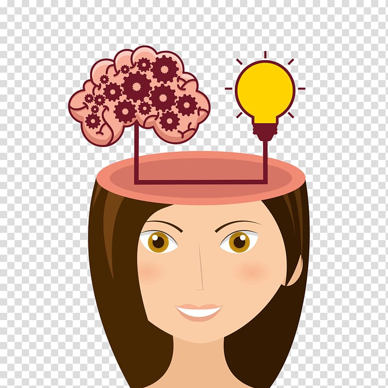 Brain Cerebrum Icon, Cartoon beauty brain thinking transparent background PNG clipart