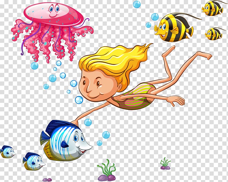 , And small fish swimming children transparent background PNG clipart