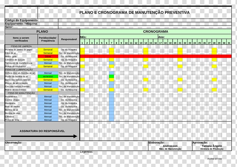 Preventive maintenance Yellow Machine Screenshot, planilha transparent background PNG clipart