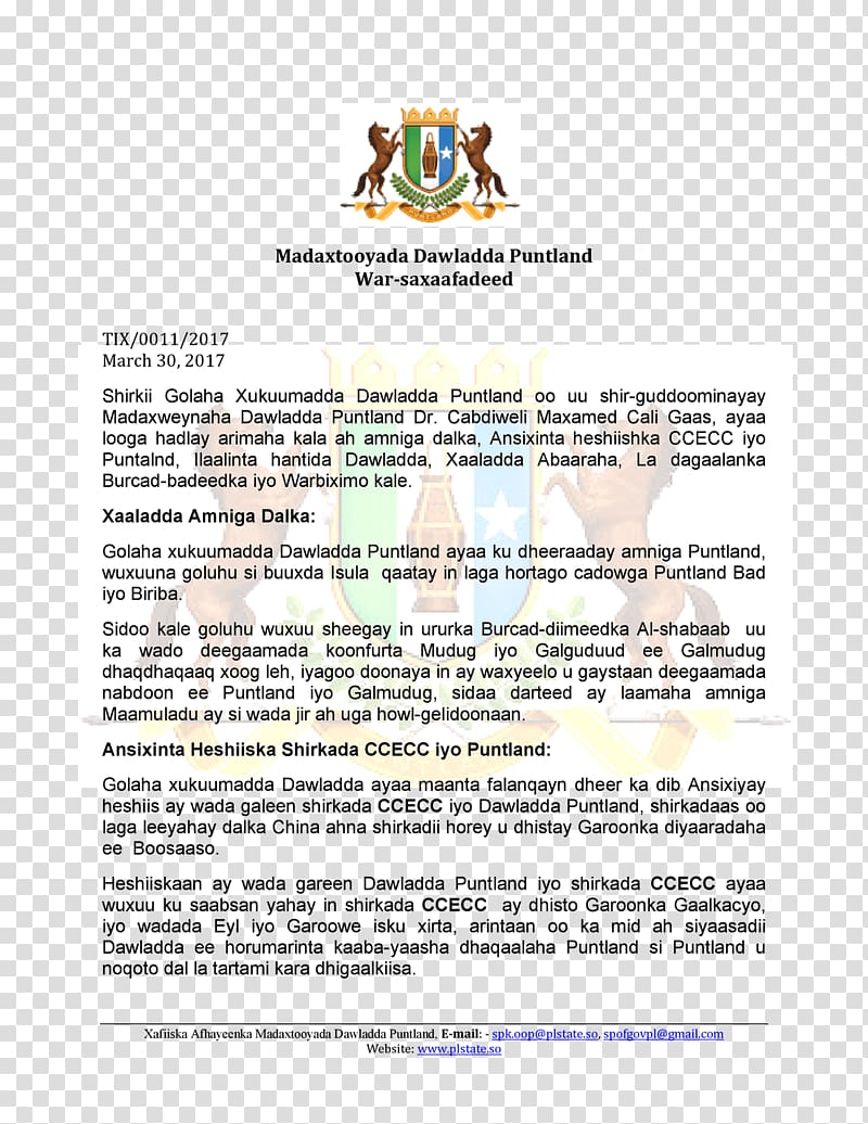 Tukaraq Madaxtooyada Puntland Galmudug Somali President, Puntland transparent background PNG clipart