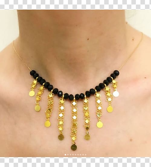 Necklace Gold Bead Amber Onyx, necklace transparent background PNG clipart