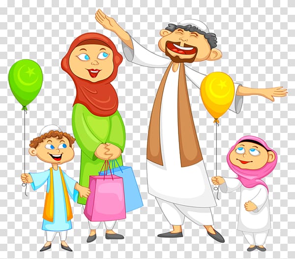 Eid al-Fitr Muslim Eid Mubarak Islam , eid mubarak, four person transparent background PNG clipart