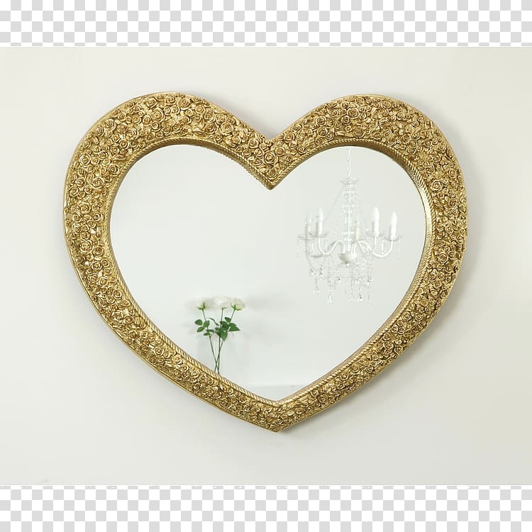 Frames Mirror Light Gold, wood heart transparent background PNG clipart