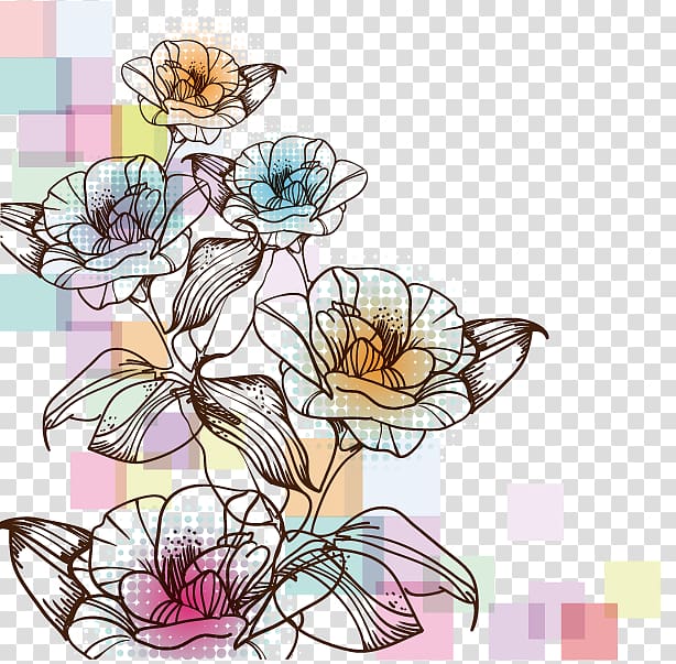 black roses illustration, Painting Flower Drawing Euclidean , Artwork Flowers transparent background PNG clipart