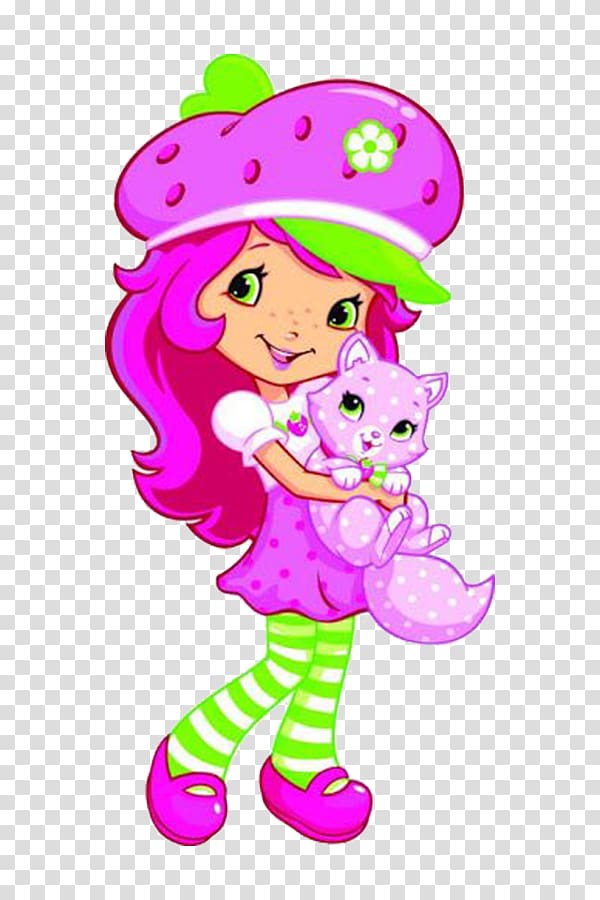 Strawberry Shortcake Strawberry Shortcake Custard Cupcake, Girl holding cat transparent background PNG clipart