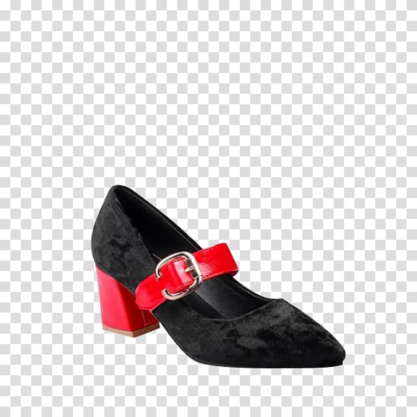 Suede Court shoe Strap Mary Jane, block heels transparent background PNG clipart