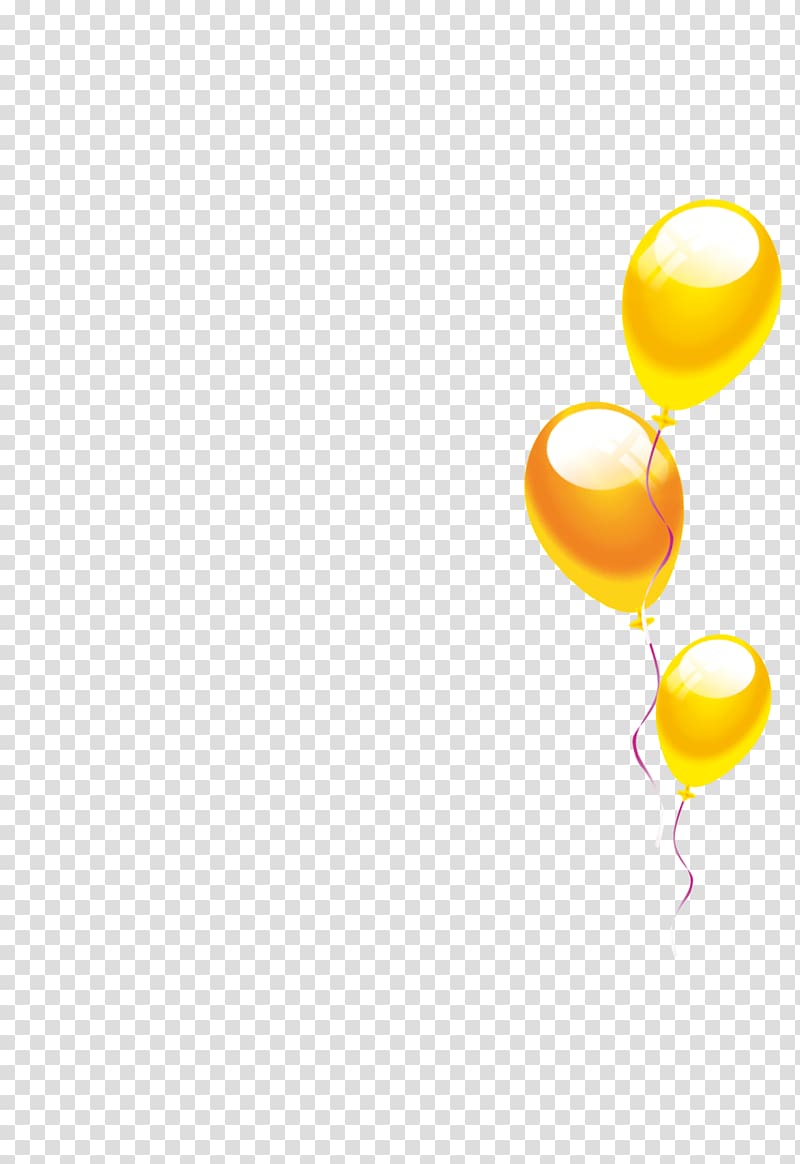 three yellow balloons , Yellow Material, Gold balloon transparent background PNG clipart