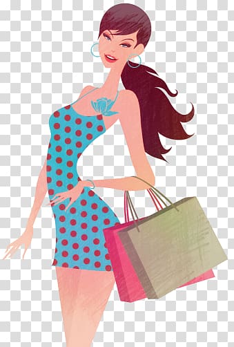 woman holding paper bags , Shopping Bag Illustration, urban women transparent background PNG clipart