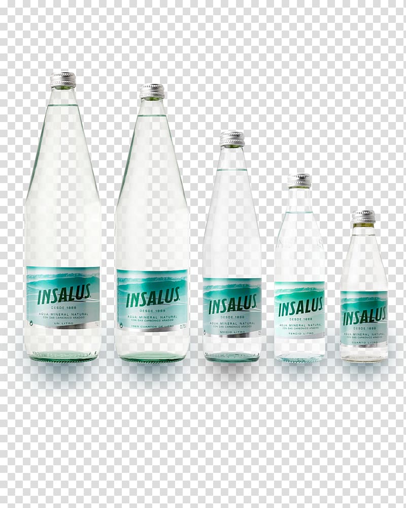 Mineral water Glass bottle Agua De Insalus SA Fizzy Drinks, botella de agua transparent background PNG clipart
