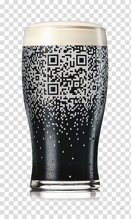 Guinness Beer Stout QR code Advertising, Creative beer mug two-dimensional code transparent background PNG clipart