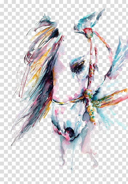 multicolored horse head abstract painting, Horse Watercolor painting Art White, horse transparent background PNG clipart