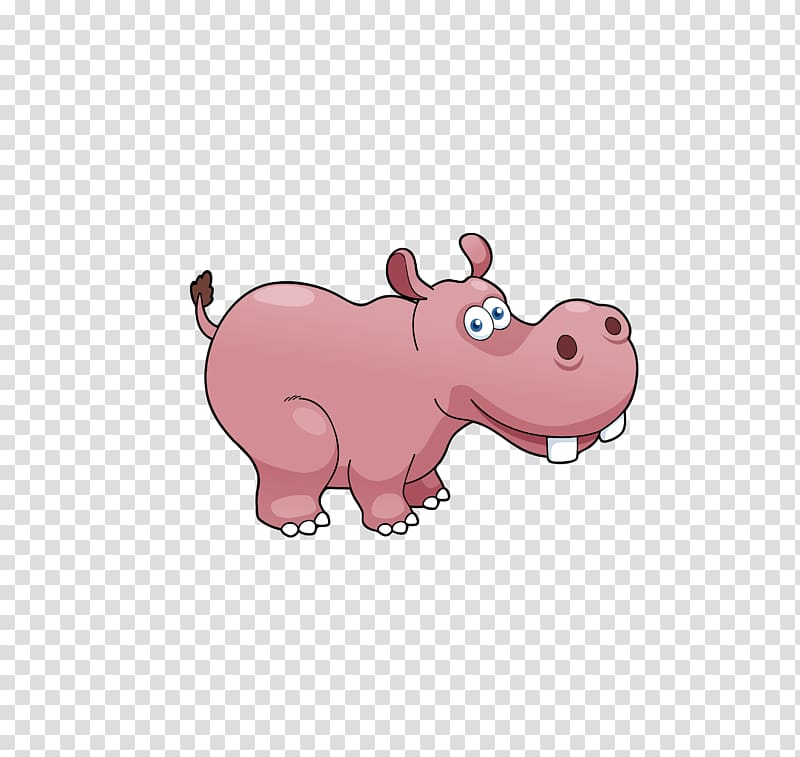 Domestic pig Hippopotamus Animal Animation, Cartoon hippo transparent background PNG clipart