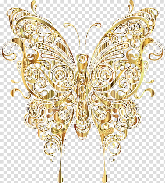 Butterfly Insect Moth Gold , GOLD LINE transparent background PNG clipart