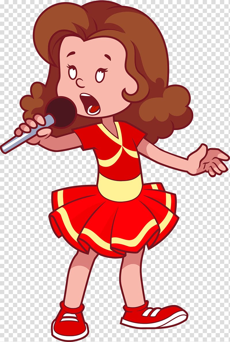 Cartoon Singing Girl , Children will sing transparent background PNG clipart