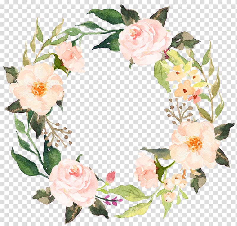 white and pink flowers illustration, Wedding invitation Bridesmaid Woman Printing Garland, Beautifully hand-painted garlands transparent background PNG clipart
