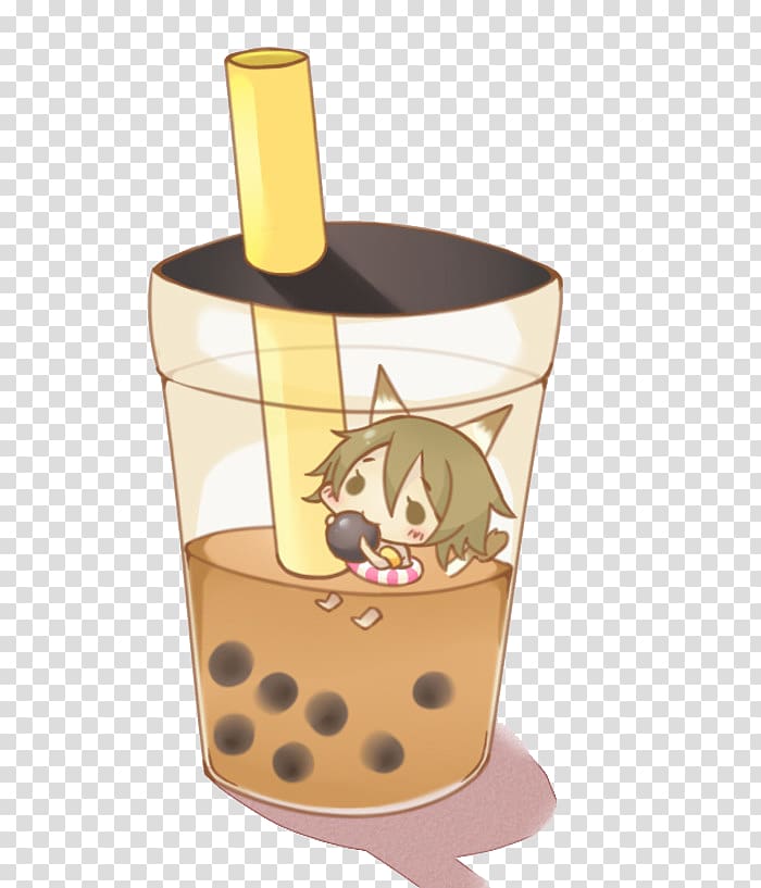 drinking glass with straw , Milk tea Cartoon Bubble tea, Tea transparent background PNG clipart