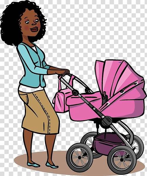 Baby transport Mother Infant Illustration, Cartoon mother push baby carriage transparent background PNG clipart