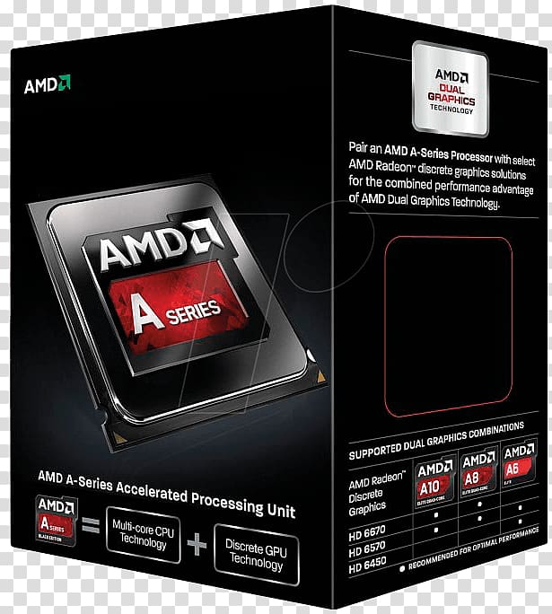 AMD Accelerated Processing Unit Socket FM2 AMD A Series A6-6400K Central processing unit, Radeon Hd 4000 Series transparent background PNG clipart