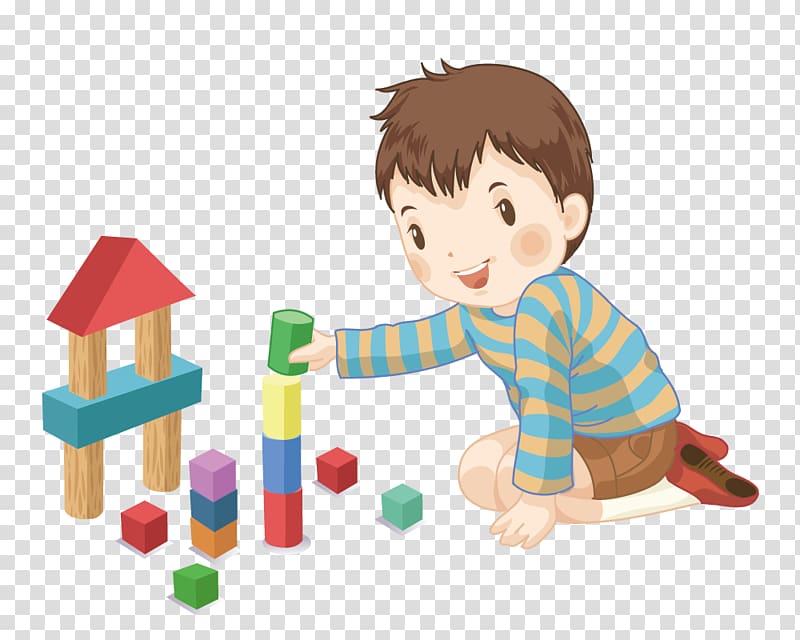 Toy block Designer Cartoon Child, Boy playing with blocks transparent background PNG clipart