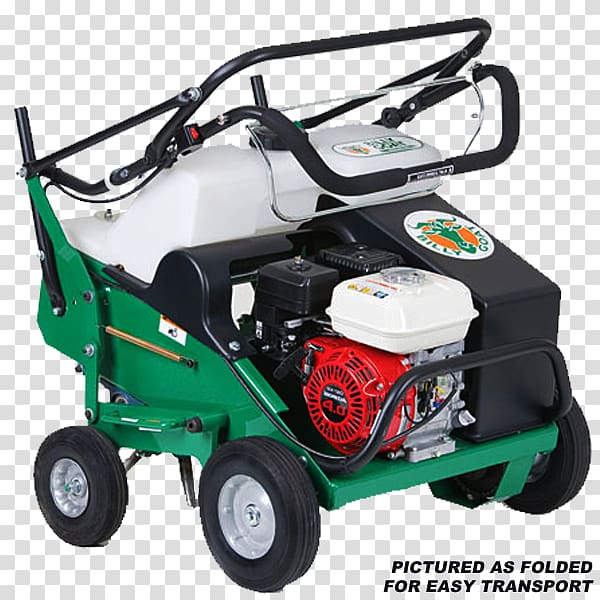 Lawn aerator Billy Goat # AE401H Walk Behind Aerator Billy Goat AE401H Aerator with 118 cc Honda Engine and 24 Tines Honda Motor Company, all parts of a reciprocating engine transparent background PNG clipart