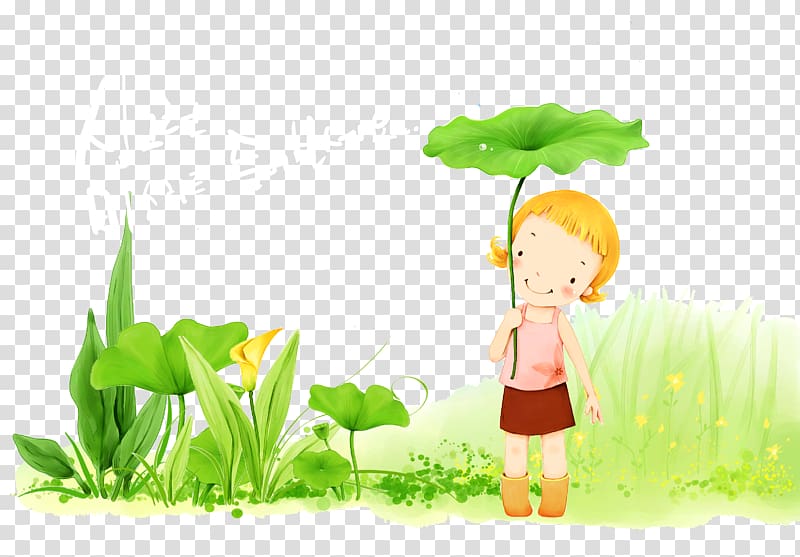 Afternoon Cartoon , Small fresh girl transparent background PNG clipart
