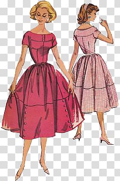 1950s 1960s Dress Vintage clothing Pattern, Women transparent background PNG clipart