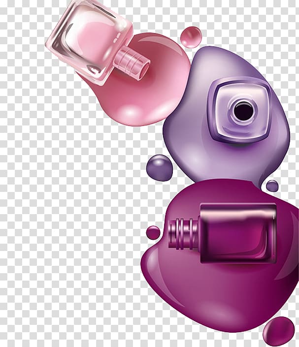 purple illustration, Nail polish, Three-color nail polish transparent background PNG clipart
