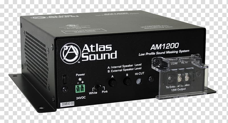Atlas sound Am1200 low profile sound masking system Loudspeaker Auditory masking, rca sound system components transparent background PNG clipart