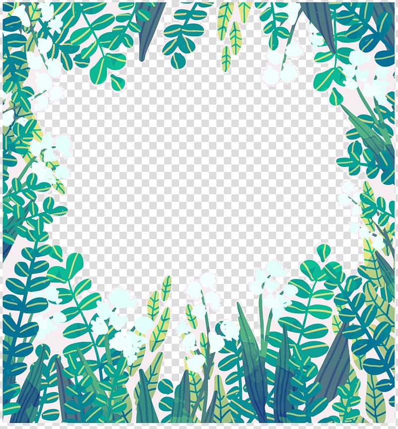green leafed border, Poster Green Adobe Illustrator, hand painted green leaf border transparent background PNG clipart