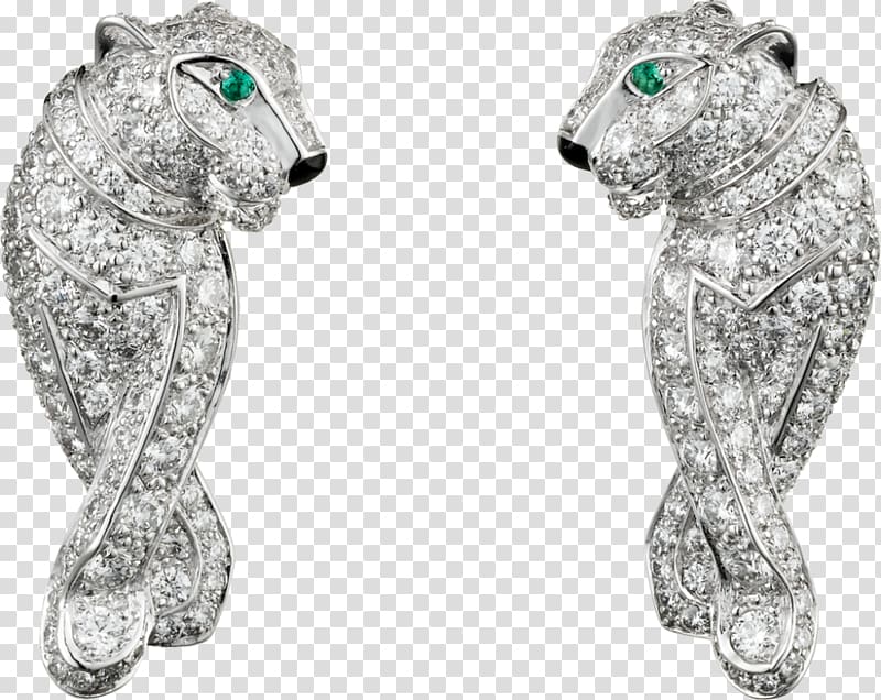 Earring Cartier Diamond Jewellery Emerald, Diamond cheetah transparent background PNG clipart