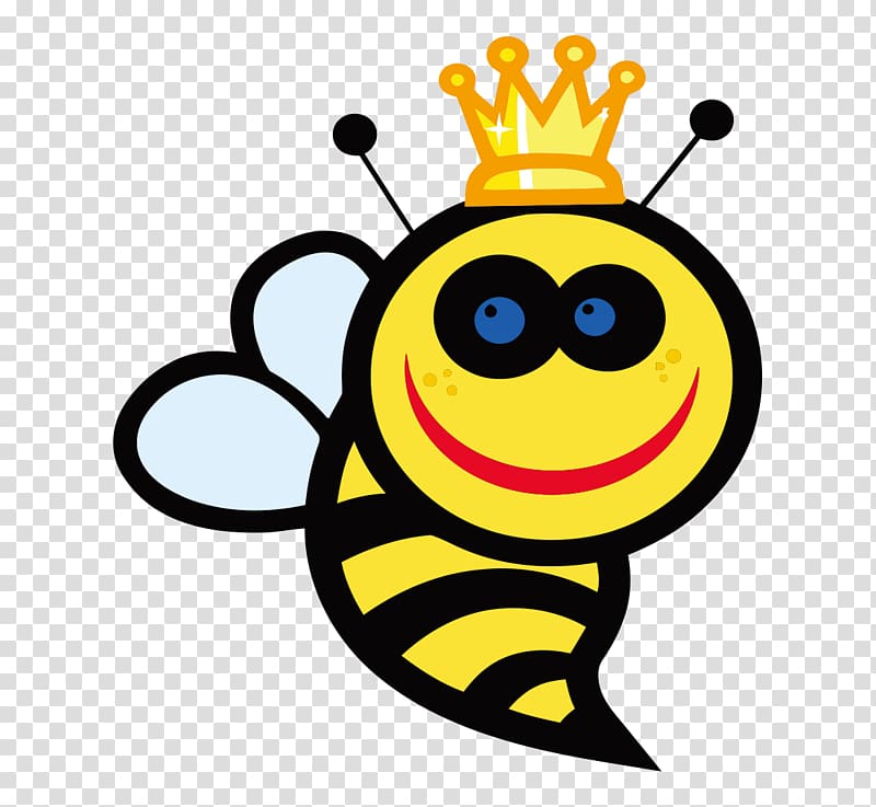 Queen bee Cartoon , Cartoon painted crowned queen transparent background PNG clipart