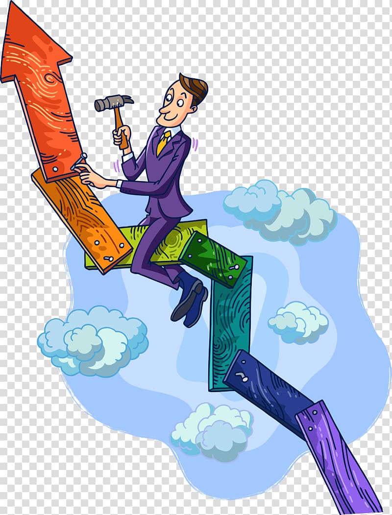 Illustration, Bookbinding business man painted arrow transparent background PNG clipart