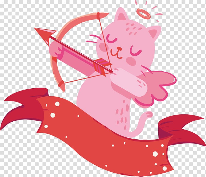 Love Sticker Cupid , Pink Love Cupid Kitten transparent background PNG clipart