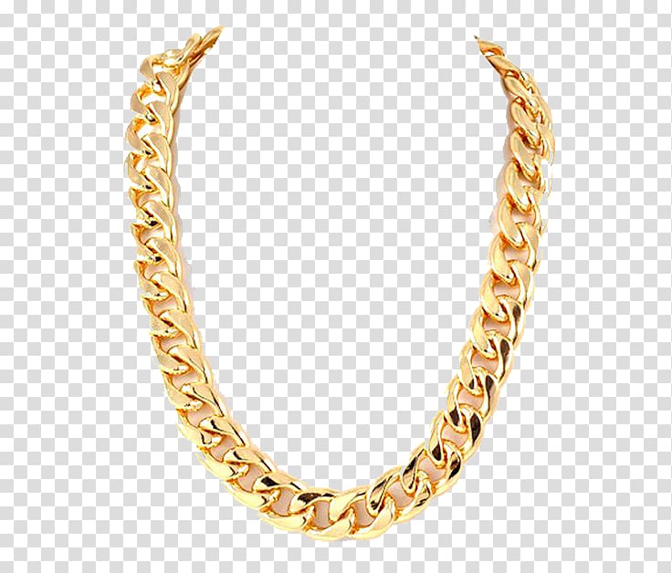 Chain Gold Necklace, Thug Life Gold Chain s, gold-colored cuban necklace transparent background PNG clipart