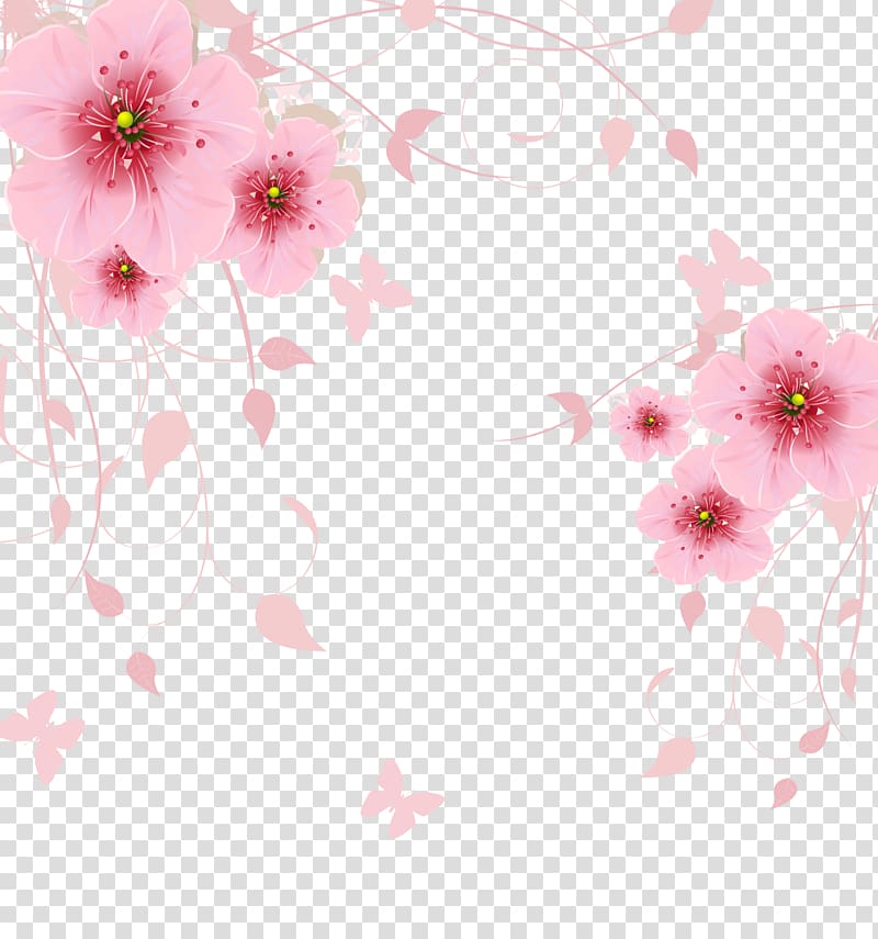 pink petaled flowers illustration, Flower Computer file, Pink fantasy flowers background transparent background PNG clipart