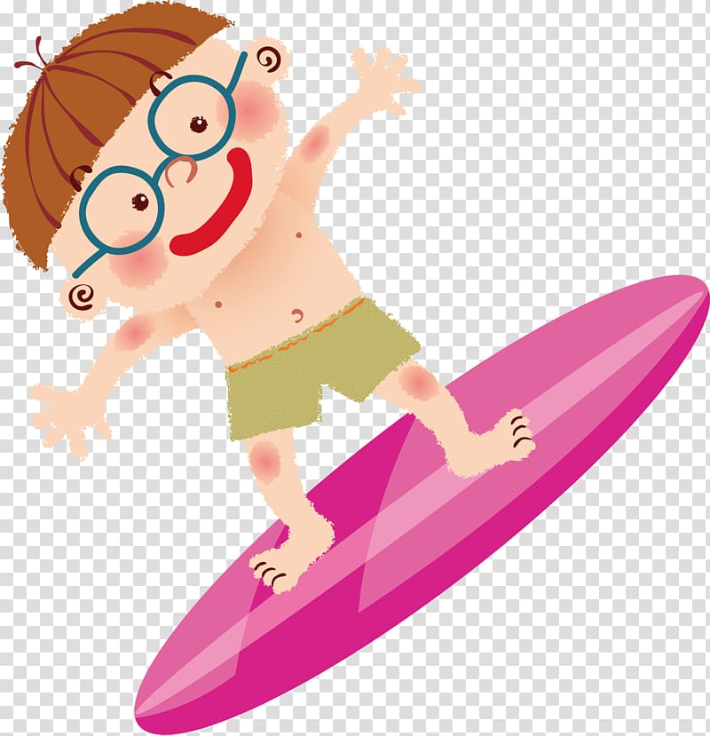 Surfing Illustration, Surf cartoon children transparent background PNG clipart