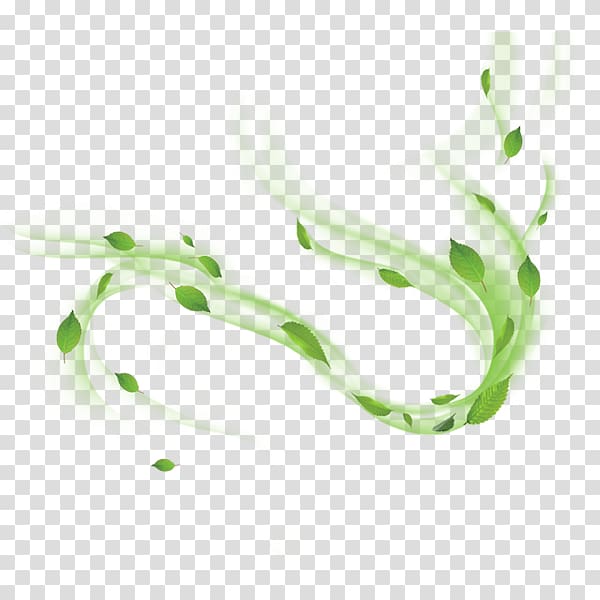 green leaf with wind , Floating green leaf green leaf decoration material transparent background PNG clipart