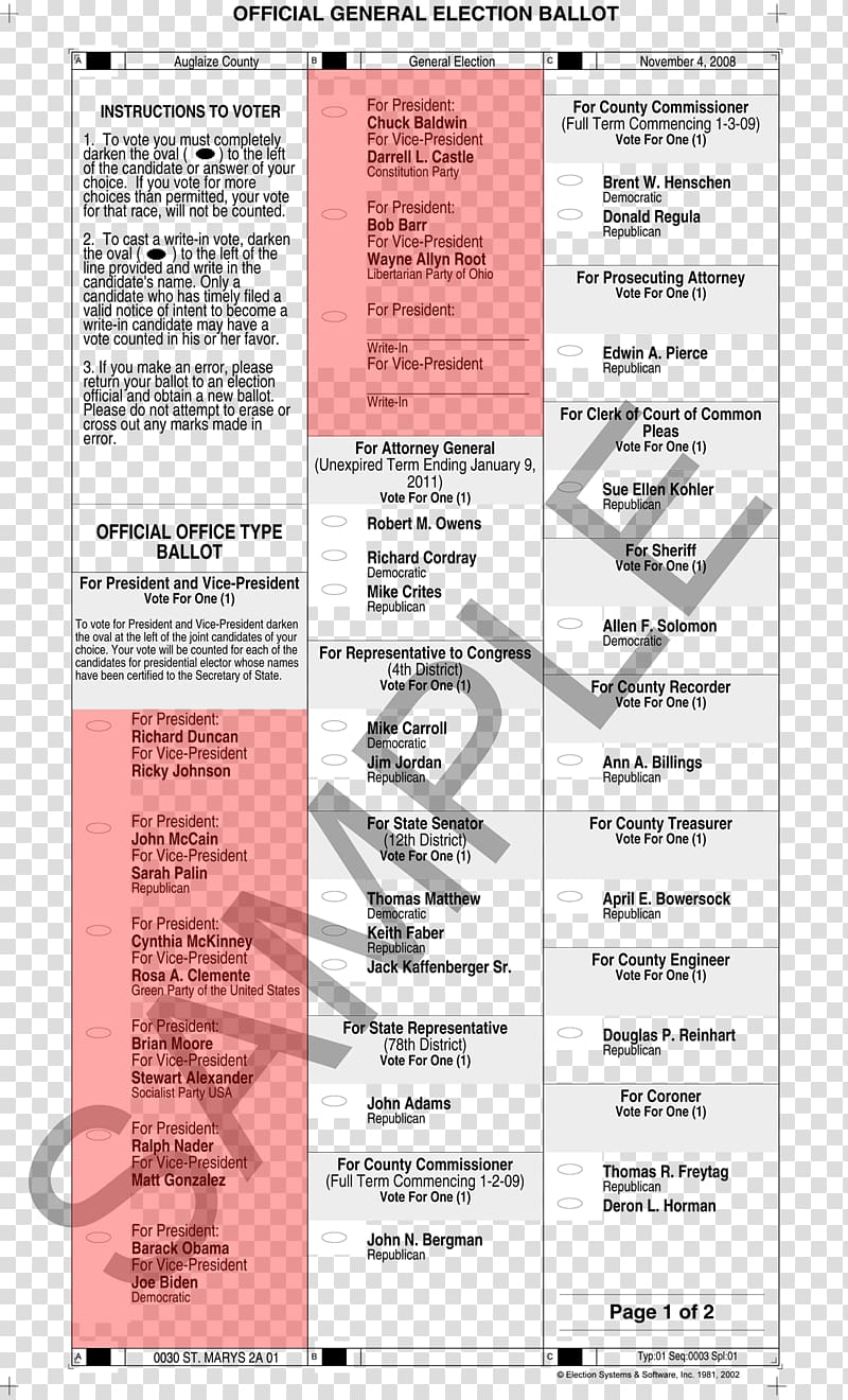US Presidential Election 2016 Ohio Ballot Voting, double twelve transparent background PNG clipart