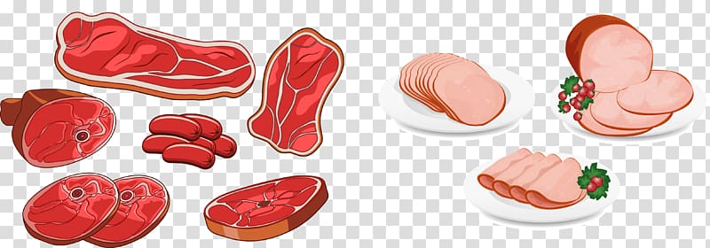 Sausage Steak Ham Meat Domestic pig, Ham, sausage and bacon transparent background PNG clipart